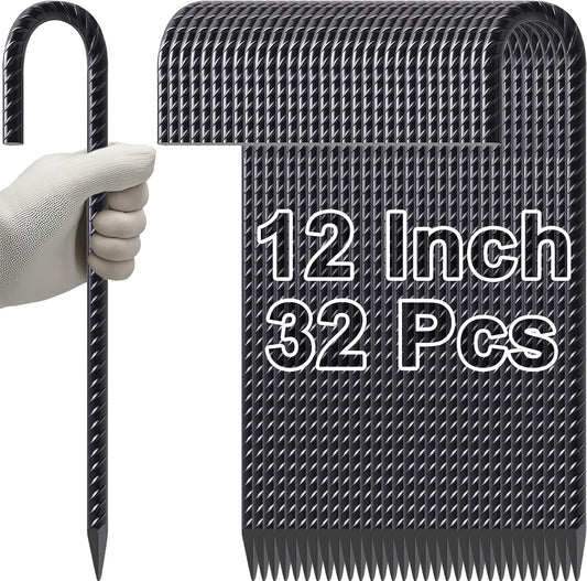 VVOKGO Rebar Stakes 12 Inch J Hook Heavy Duty Tent Stakes for Wire Fencing