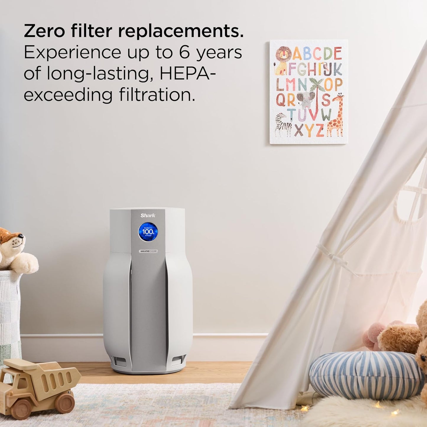 Shark BreatheClear MAX with NeverChange, Intelligent Air Purifier for Home, Large Rooms, HEPA-Exceeding for Dust, Dander, Smoke, and More, Zero Filter Changes, Dove, HP362 (2026)