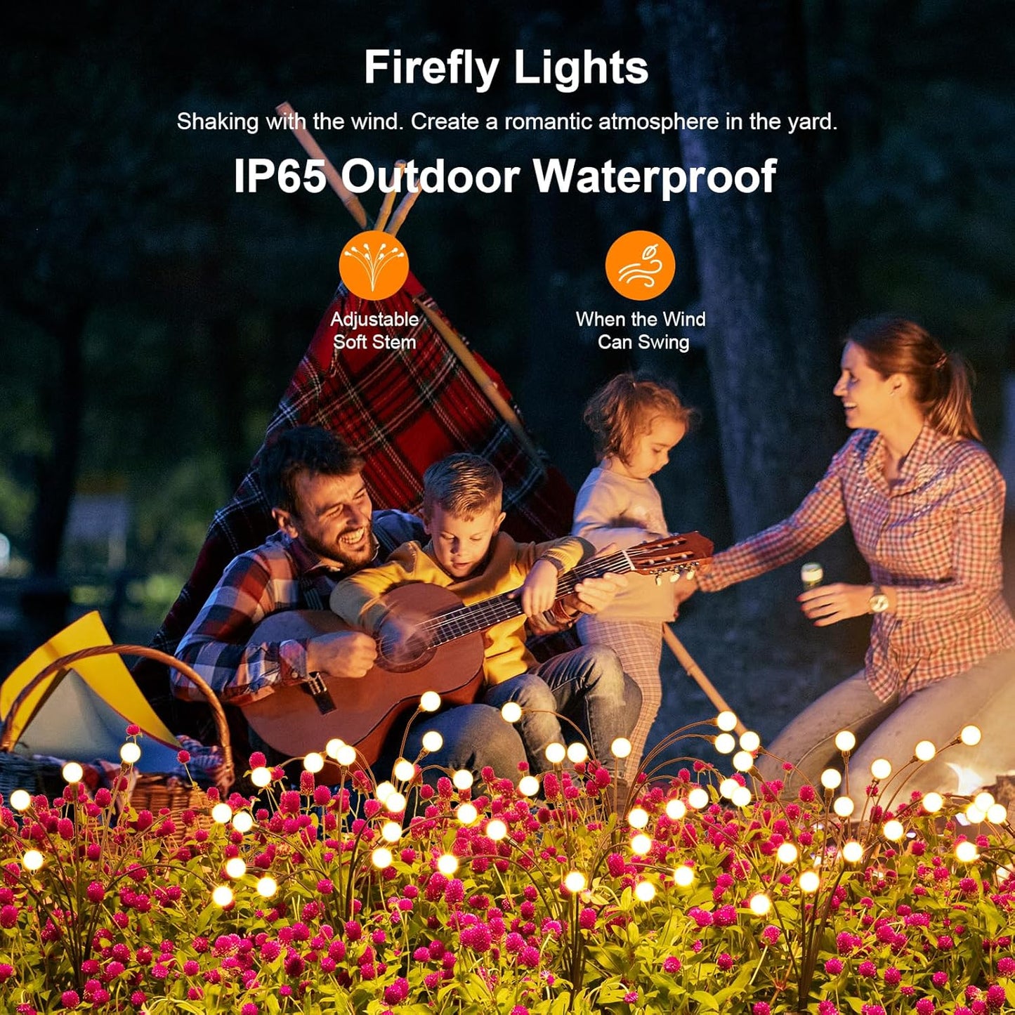 ASMAD Solar Lights Outdoor(4 Pack,32 LEDs), Solar Garden Lights, Outdoor Decorations, Firefly Light for Patio Decor, Big Bulb, Unique Gifts for Women, Gifts for Grandma