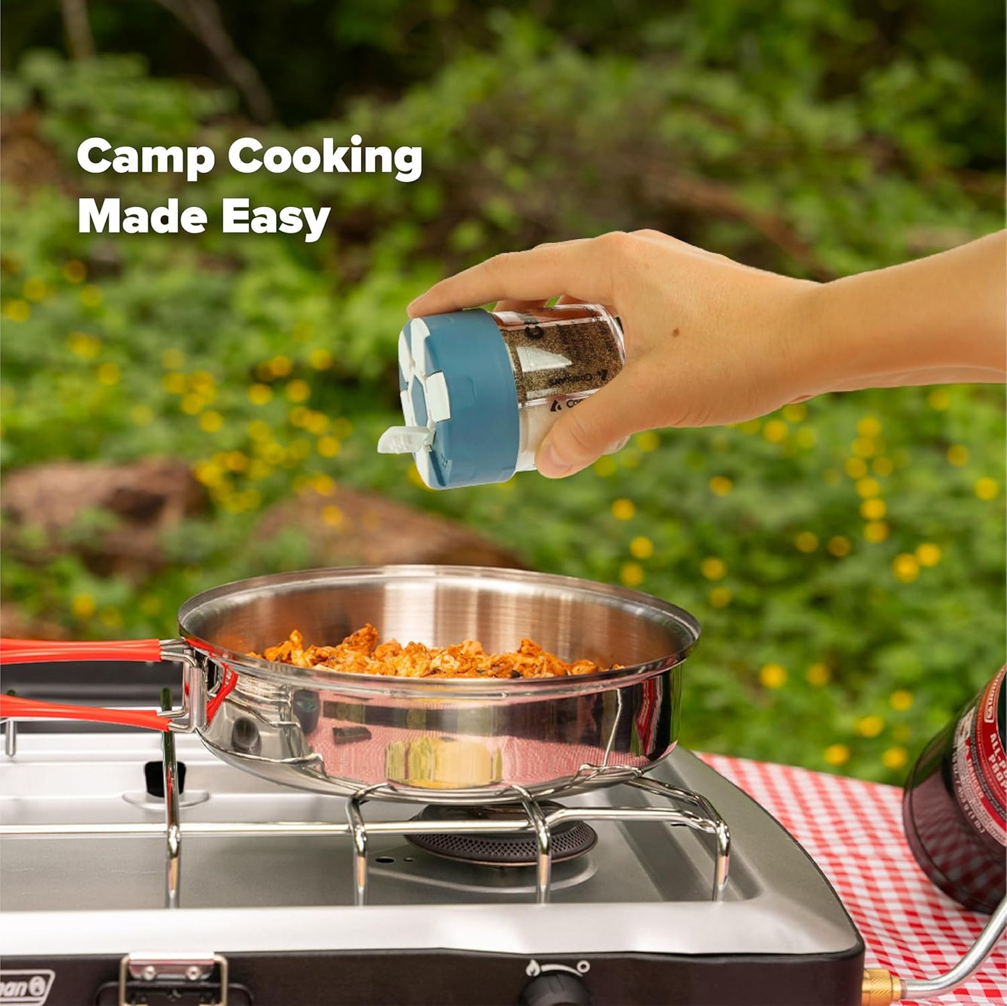 Coghlan’s Multi-Spice Shakers – Compact 6-in-1 Seasoning Containers for Camping, Travel, BBQ & Everyday Cooking – Lightweight, Portable, Mess-Free Design – Made in USA