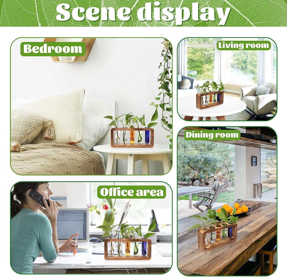 Glass Plant Propagation Station with 5 Test Tubes Colorful Planter Vase