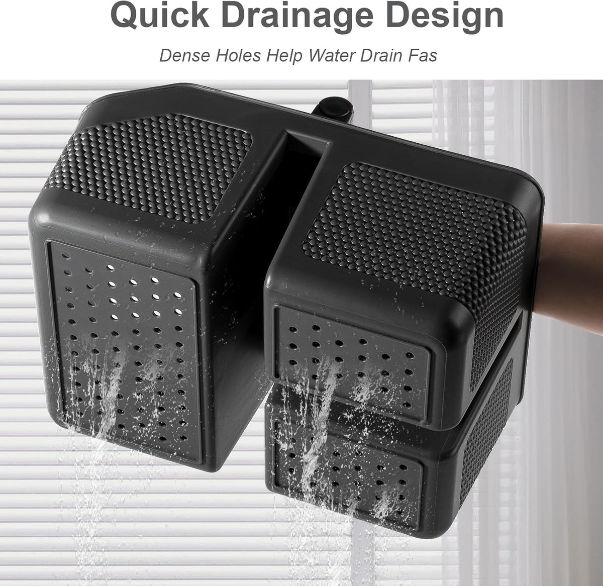 rejomiik Shower Caddy Portable with Bamboo Handle, Plastic Basket Cleaning Caddy Organizer Storage Tote for Bathroom, College, Dorm Room Essentials, Dark Gray