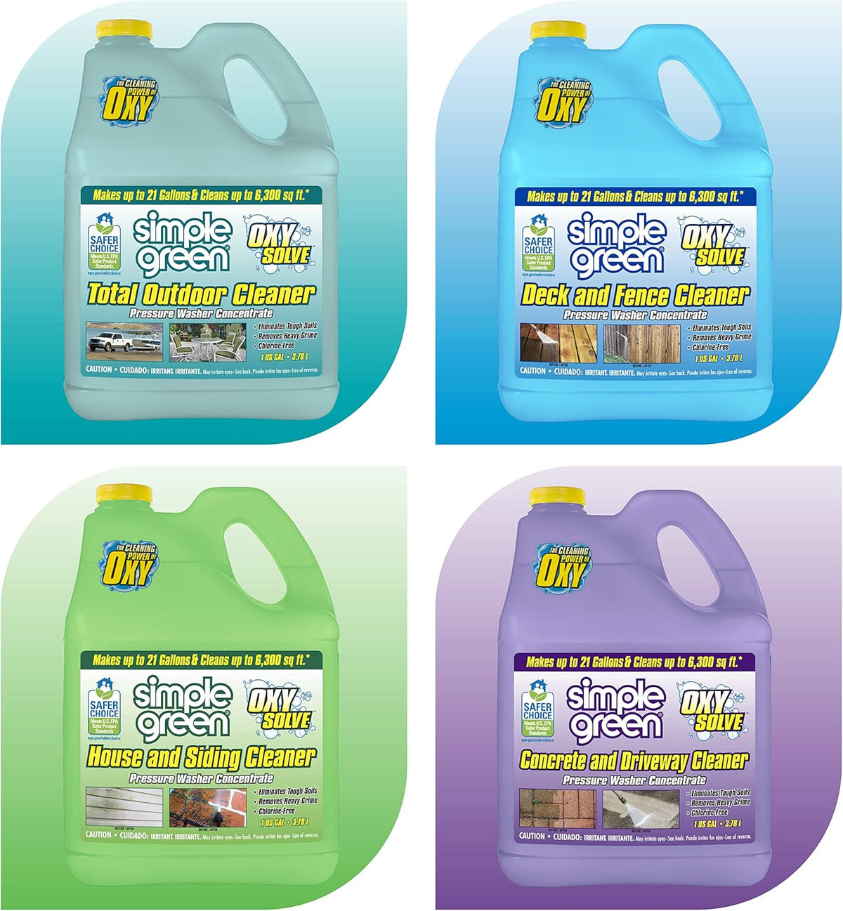 Simple Green Oxy Solve Total Outdoor Cleaner Concentrate, Pressure Washer & Manual Use, EPA Safer Choice Certified, Peroxide Cleaner for Wood, Concrete, Vinyl & More