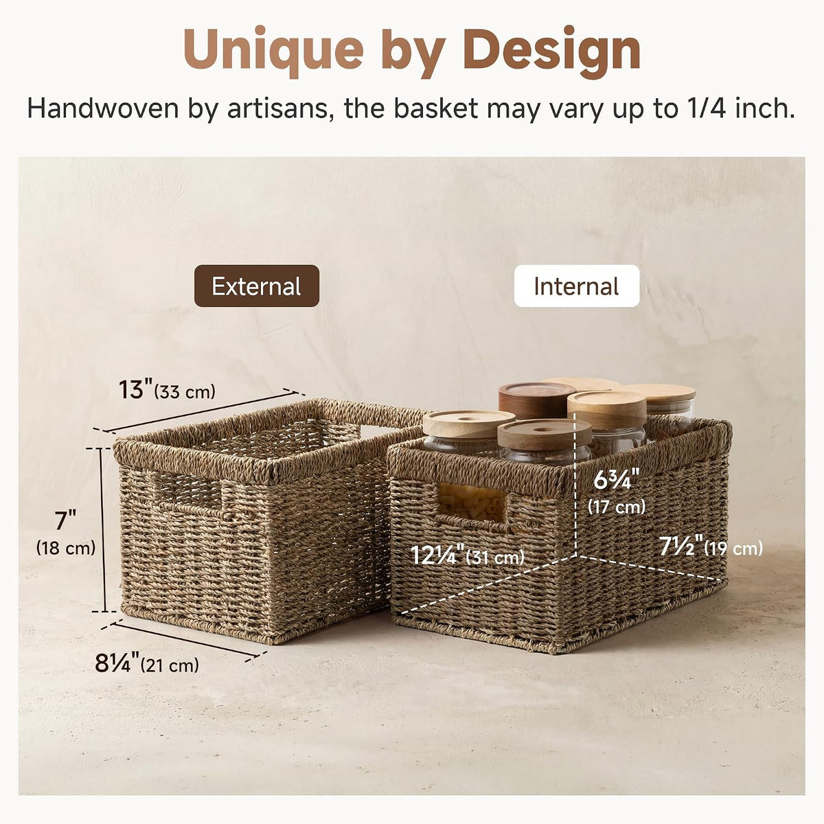 StorageWorks Wicker Baskets for Storage, Seagrass Storage Baskets, 2-Pack