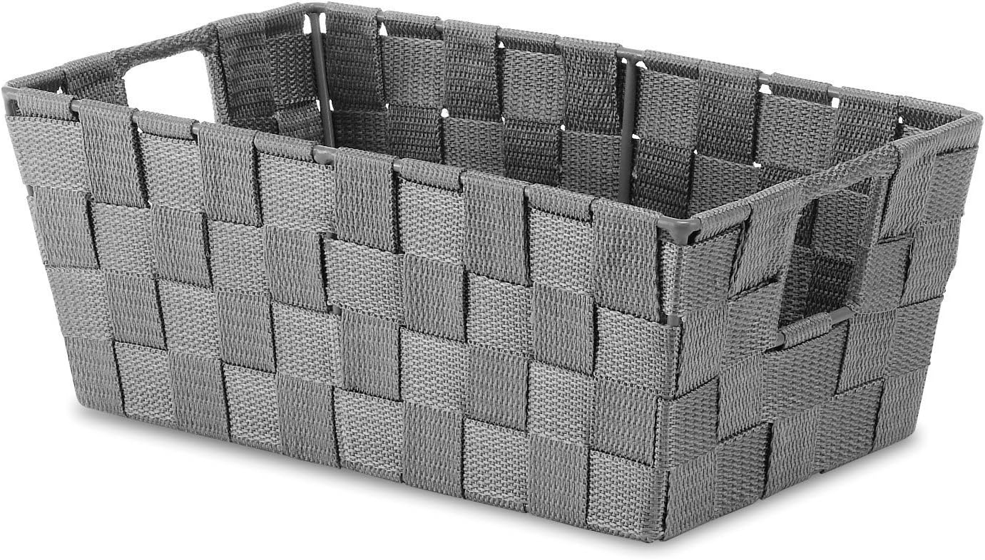 Small Woven Storage Baskets for Shelves - Decorative Bathroom Organizer Bins, Versatile Shelf Storage Solution for Home Organization & Closet (Black）