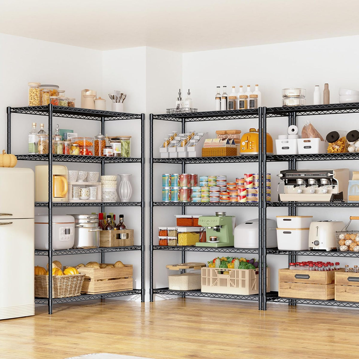 Romorgniz 5-Tier Adjustable Storage Shelves, 71"H Shelving Unit,Pantry,2PCS