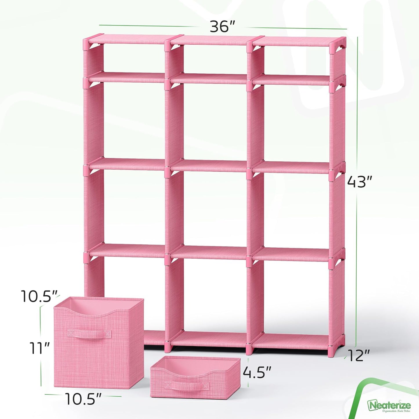 Cube Storage Organizer with Storage Bins Included - The Perfect Closet Organizers and Storage Solution. Includes 12 Storage Cubes, Great For Toy Storage, Closet Storage, Clothes Storage (Pink)