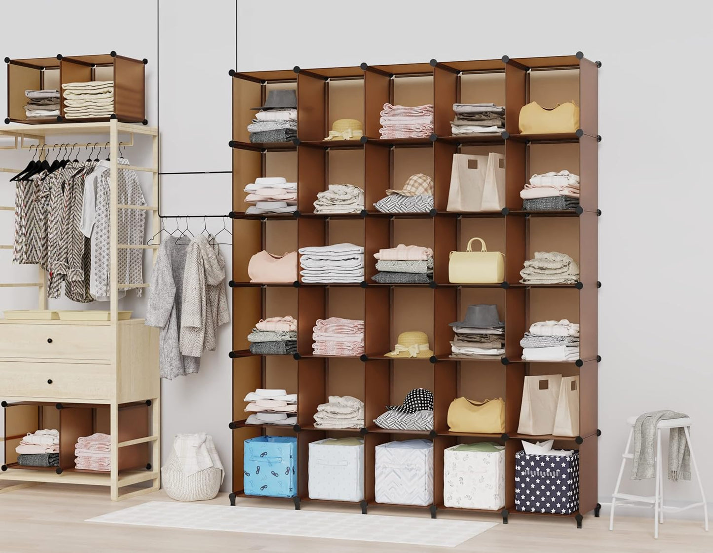 HOMIDEC Closet Organizer, 12-Cube Closet Organizers and Storage, Cube Storage Organizer for Kids, Closet, Bedroom, Bathroom, Office, Brown