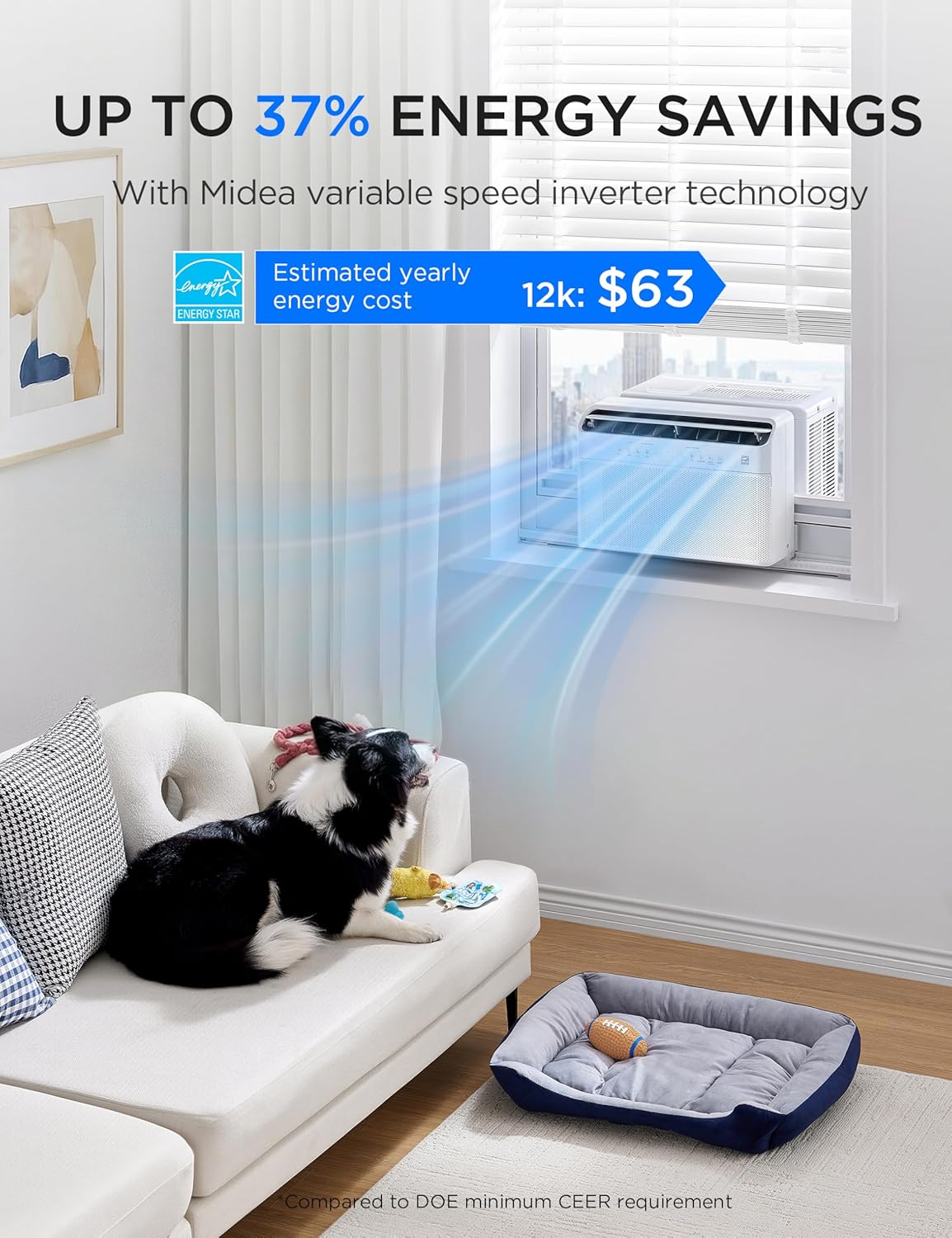 Midea 12,000 BTU U Shaped Smart Inverter Window Air Conditioner - Cools 550 Sq Ft, Ultra Quiet with Open Window Operation - Alexa/Google Assistant Compatible, 37% Energy Savings, Remote (2026 Edition)