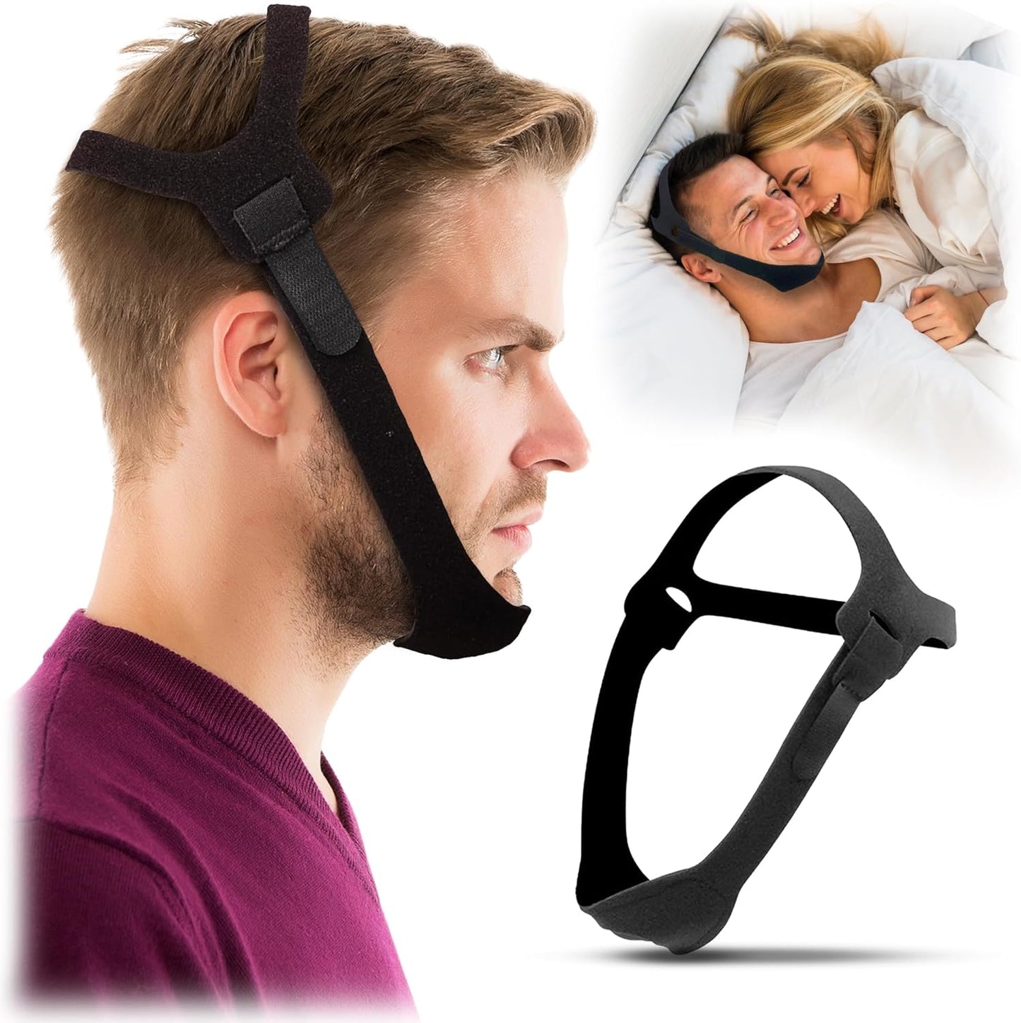 Snore Stopper - Anti Snoring Chin Strap for Men and Women CPAP Users - Chin Strap for Sleeping - Effective Snoring Solution for Excessive Snoring - Stop Snoring