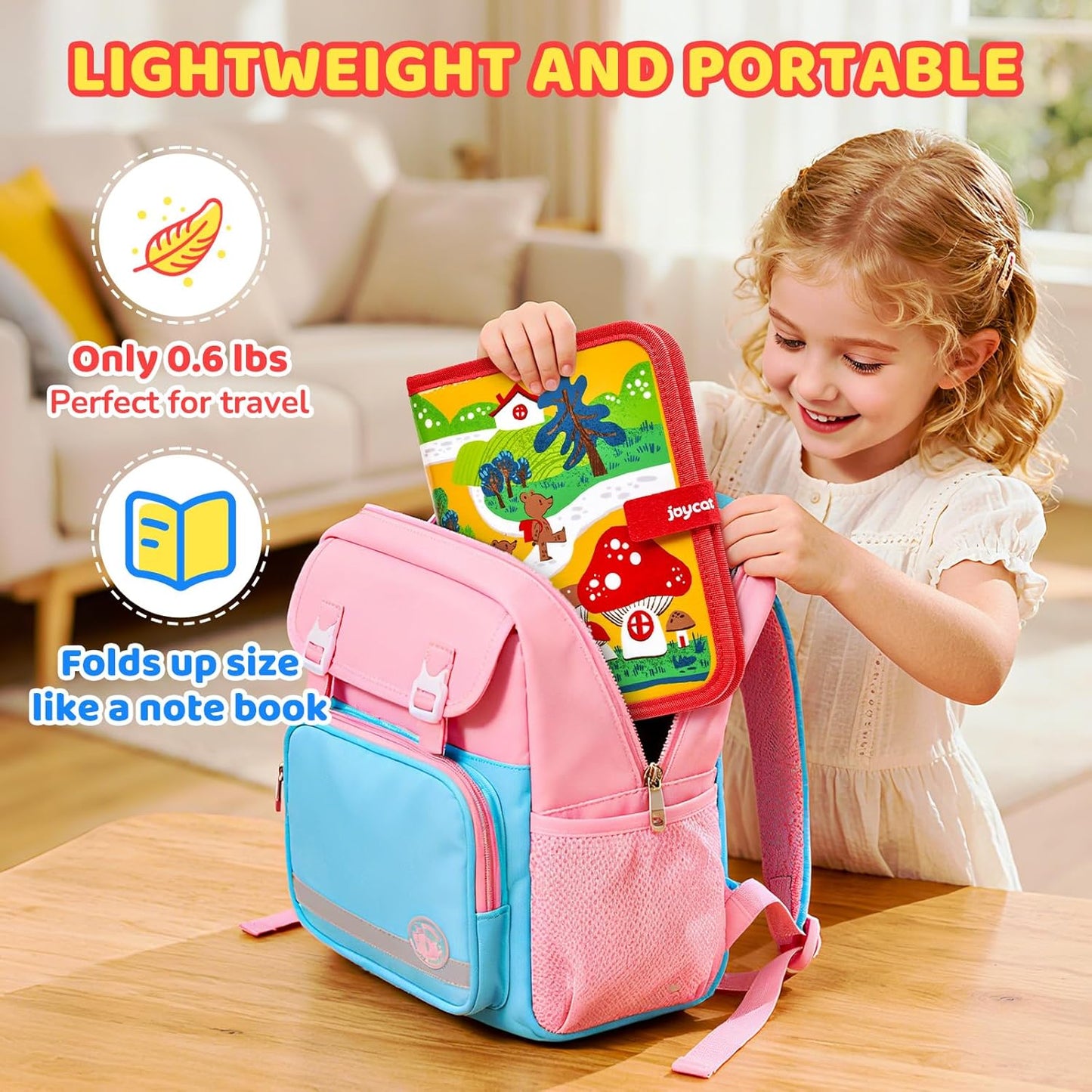 10-Inch Dual-Sided Dry Erase Travel Board for Kids with Zippered Storage - Portable Whiteboard Set with 6 Markers, Eraser.Coloring & Drawing Busy Book, Lightweight Foldable Activity Gifts for Kid