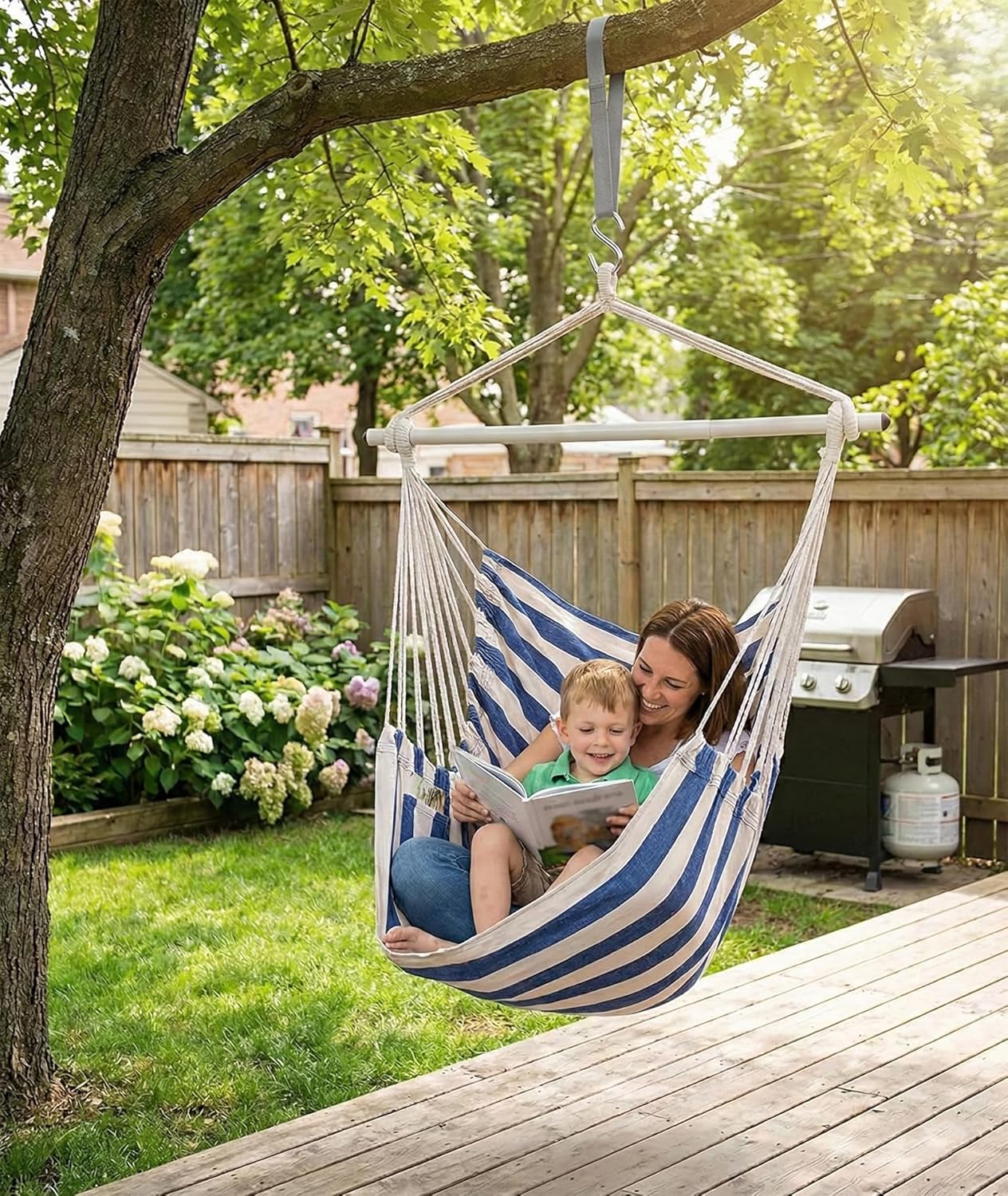 ADVOKAIR Hammock Chair Swing, Heavy-Duty Hanging Rope Swing Seat Supports 500 Lbs, Ideal for Outdoor Patio, Backyard, Porch, Deck & Indoor Bedroom Use