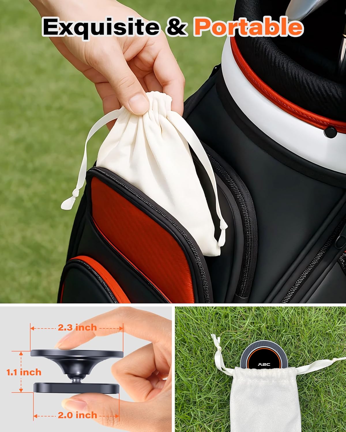 A2C Alloy Magnetic Golf Cart Phone Holder for MagSafe iPhone, Unique Fathers Day Golf Gifts for Men Dad Him Husband Ladies Her Golfers, Golf Accessories Essentials Gadgets Fits EZGO, Club Car, Yamaha