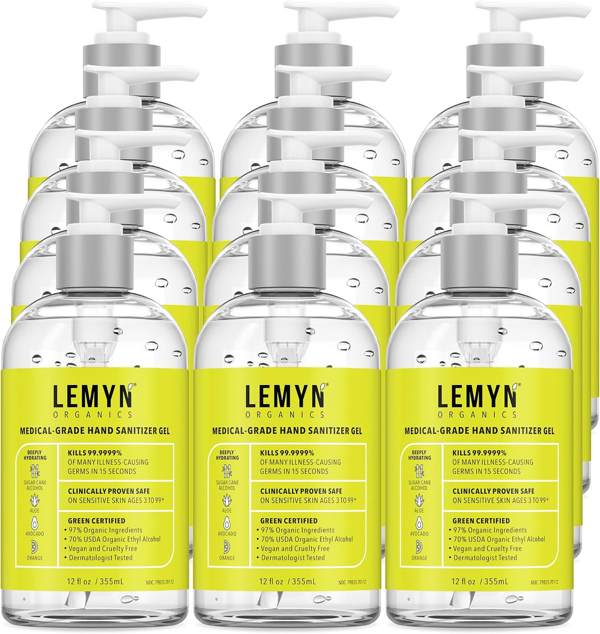 Lemyn Organics Orange Aloe Moisturizing Hand Sanitizer Gel 12oz Pump