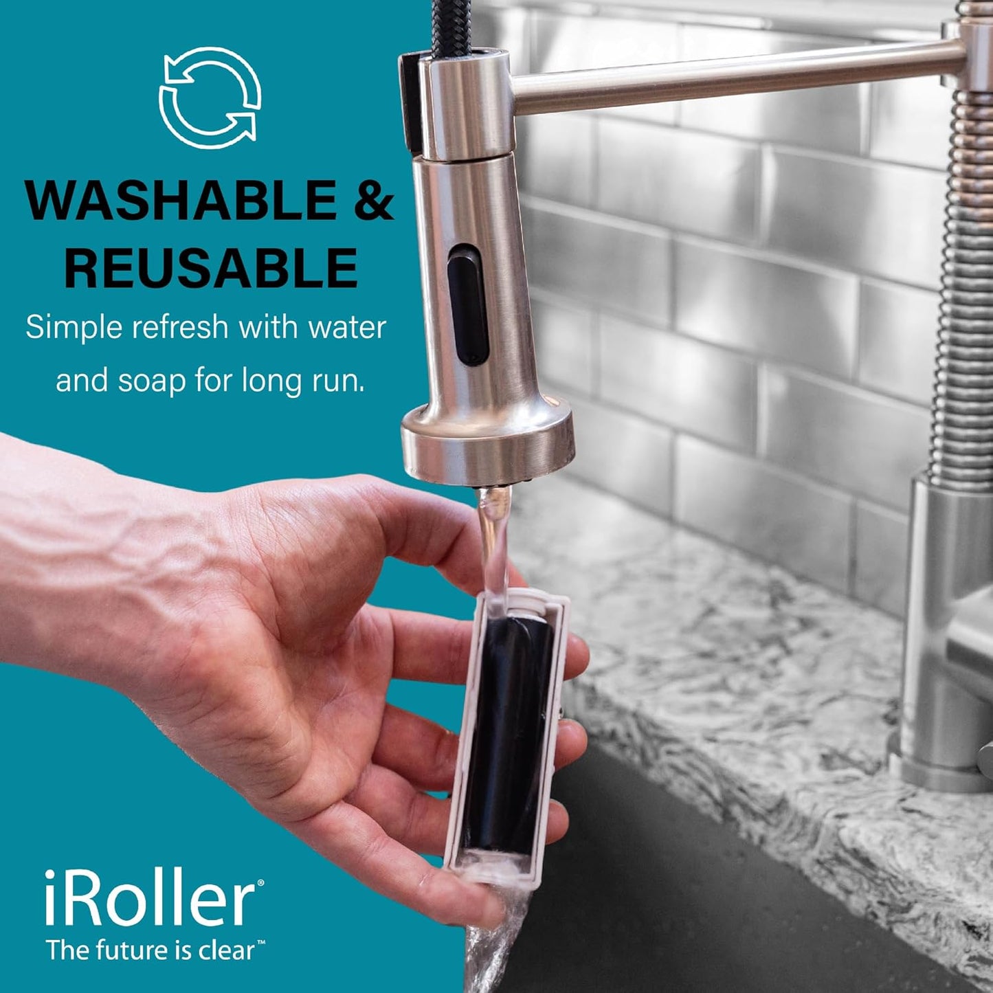 Screen Cleaner by iRoller - No Need for Spray or Wipes - Liquid Free iPad Screen Cleaner Roller Tool - Washable & Reusable - Phone Screen Cleaner Ideal for iPhone, Laptop, Computer Touchscreen - 3.5"
