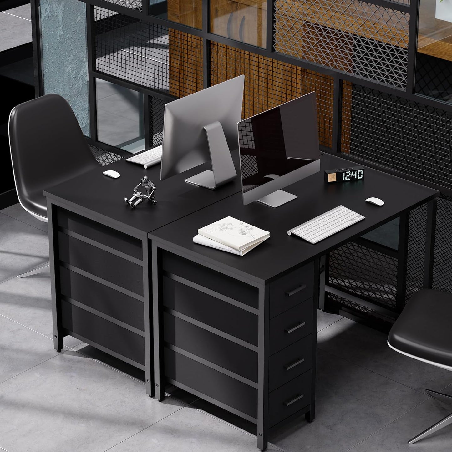 Pamray 32 Inch Computer Desk with 4 Drawers Small Office Desk for Home Bedroom Study Writing Simple Modern Computer Table Black