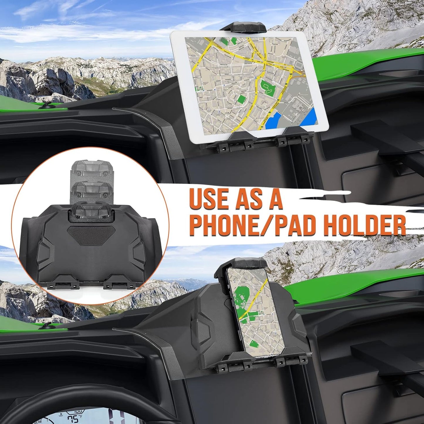 KEMIMOTO UTV Tablet Holder Compatible with KRX 1000, Electronic Device Phone GPS Holder Storage Mount Compatible with Kawasaki Teryx KRX 1000 2020 2021 2022 2023 2024 2025 Accessories
