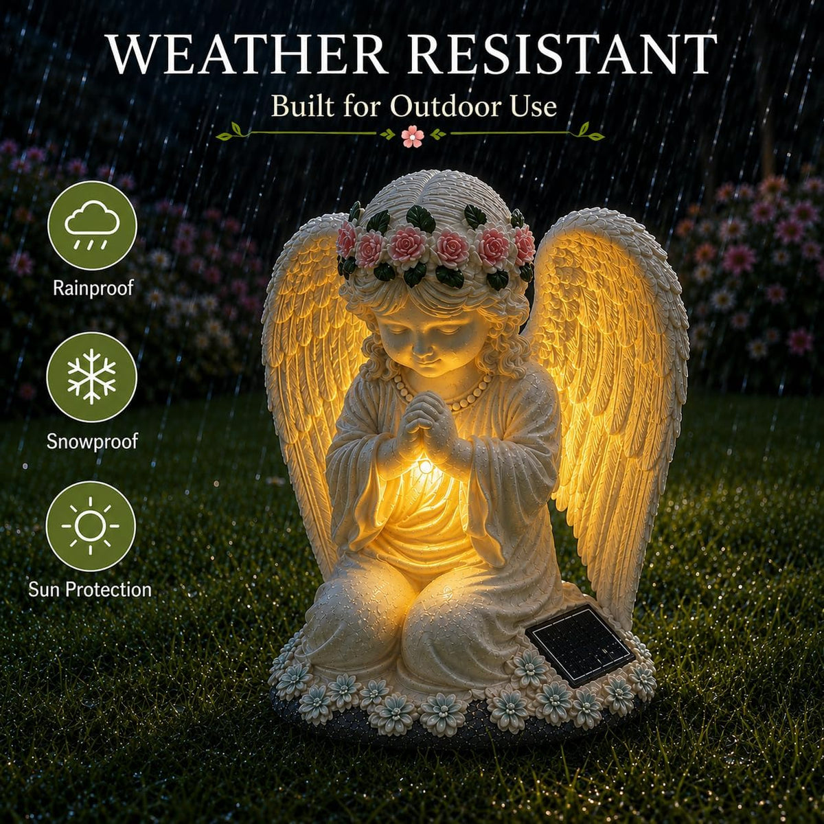 YODY Solar Garden Statues Outdoor Decor Angel with LED Light