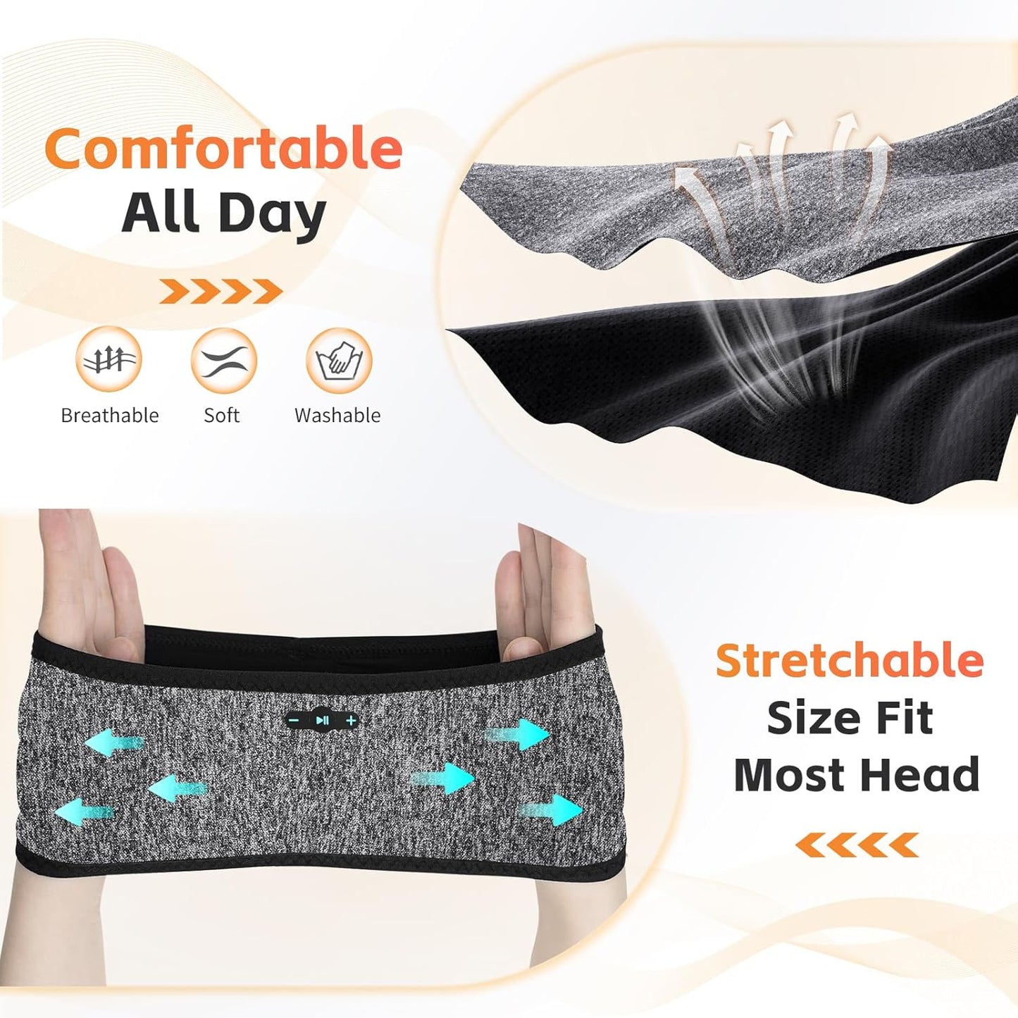Sleep Headphones Bluetooth 6.0 Headband, 20H Playtime Headband Headphones with HD Stereo Speakers, Sports Wireless Earphones for Side Sleepers Workout Yoga Travel Meditation, Gifts for Women Men
