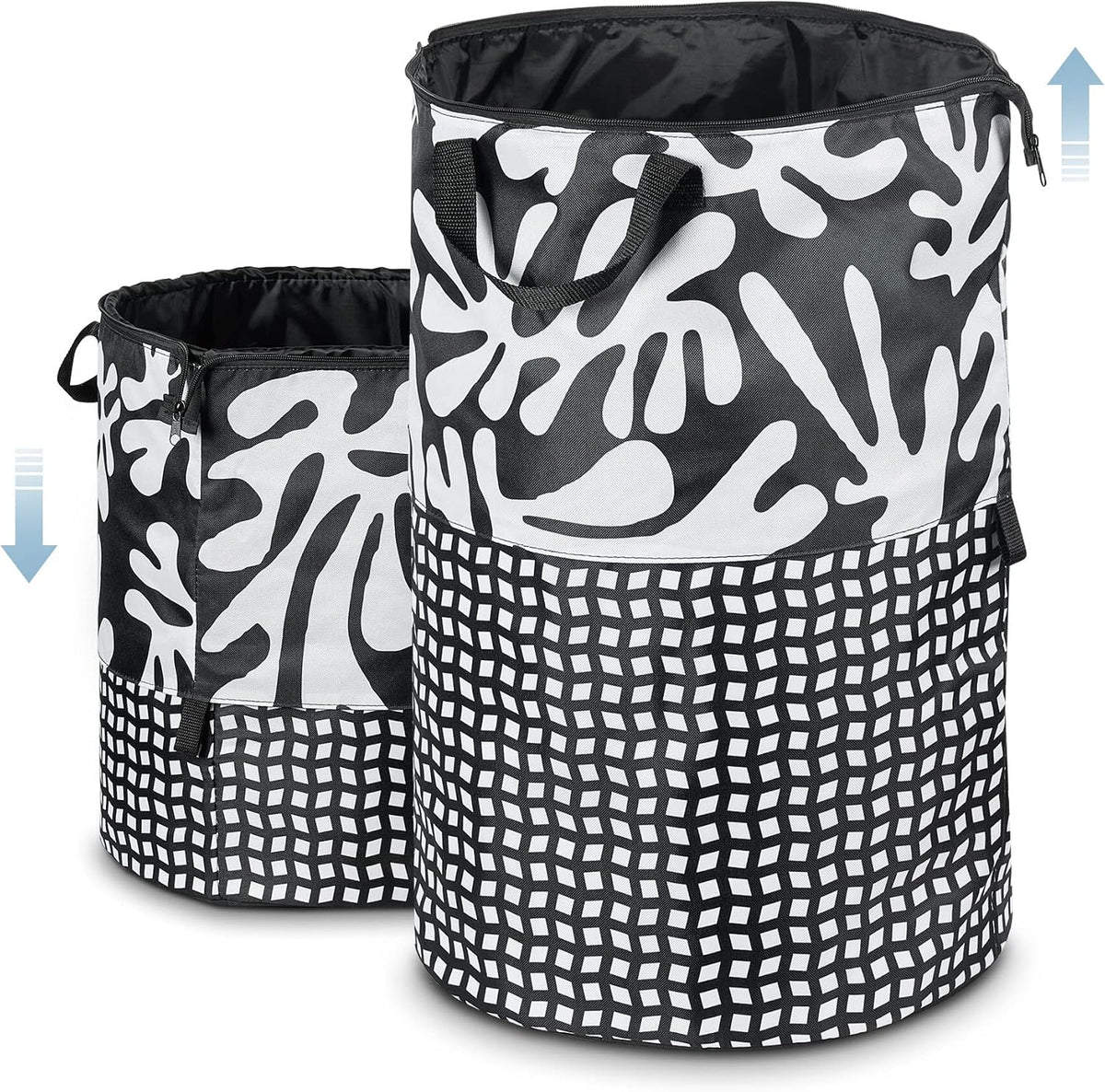 JOMOLA Large Collapsible Laundry Basket 90L Fabric Foldable Laundry Hamper Extendable Dirty Clothes Laundry Bag with Handles for Family College Dorm Storage Organizer (Black)