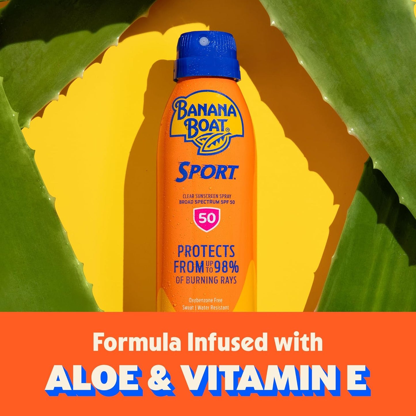 Banana Boat Sport Ultra SPF 50 Sunscreen Spray | Banana Boat Sunscreen Spray SPF 50, Water Resistant, Oxybenzone Free, Sunblock, 6oz each Twin Pack