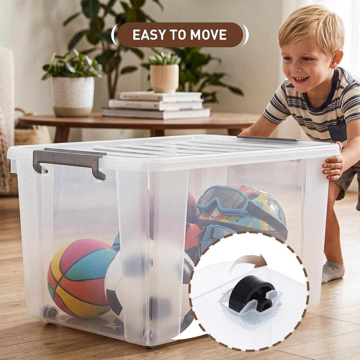 Citylife 6 Packs 69 QT Plastic Storage Bins with Lids Large Stackable Storage Containers for Organizing Clear Storage Box for Garage, Closet, Kitchen