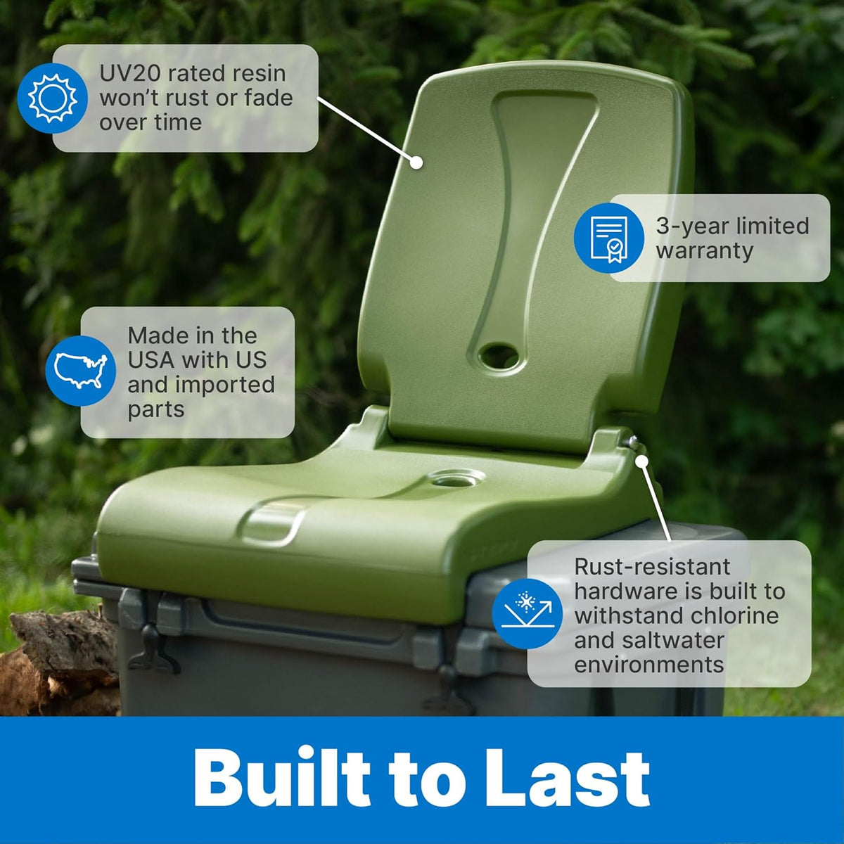 Step2 Foldable Adult Flip Seat, Portable Outdoor Chair for Poolside, Tailgating, Camping, Picnic Chair, Provides Back Support When Sitting on Ground, Olive