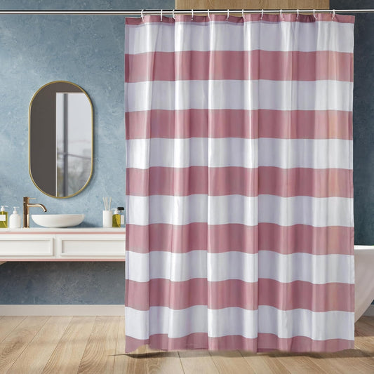 Amazon Basics Bathroom Shower Curtain, Water Resistant Fabric with Rust Proof Grommets & Hooks, Weighted Hem, Machine Washable, 72"x72", Light Brown, Beige