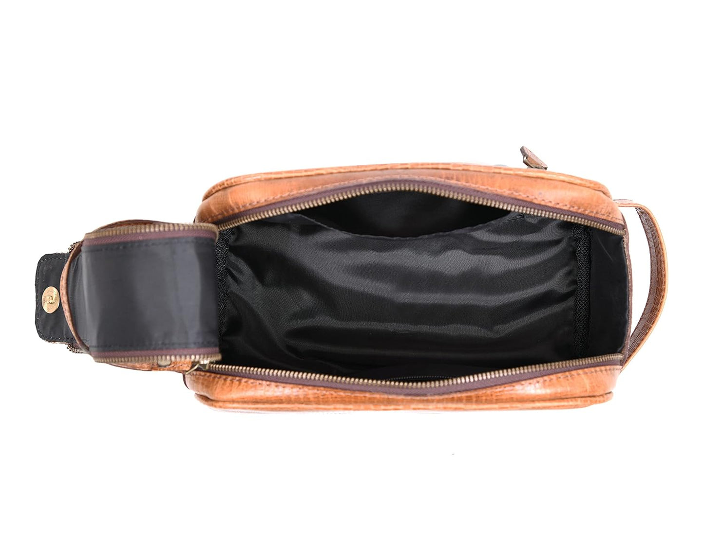 10" Premium Leather Toiletry Travel Pouch With Waterproof Lining | King-Size Handcrafted Vintage Dopp Kit By Aaron Leather Goods (Cerulean)