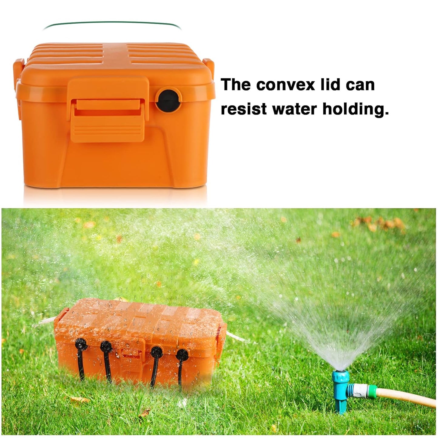 Flemoon Large Outdoor Electrical Box, Waterproof Extension Cord Cover | Inner Size 12 x 7.4 x 3.9Inch, 6 Cable Entry Ports, IP54 Weatherproof Connection Box for Outlet, Timer, Holiday Light, Orange
