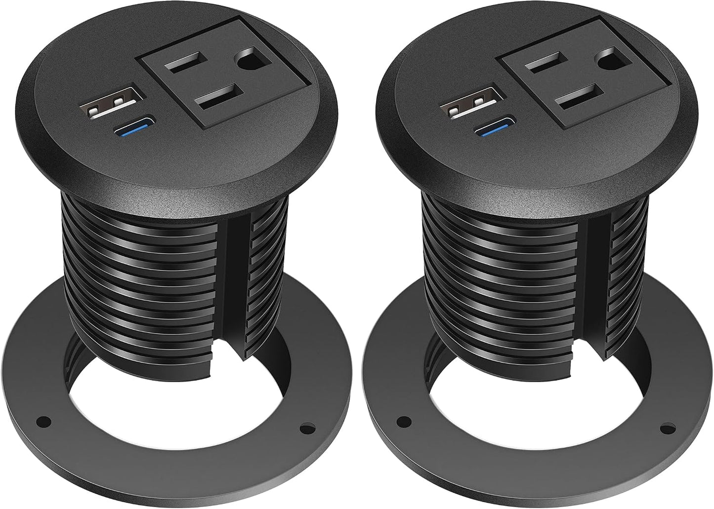Desktop Power Grommet, 2 inch, USB C PD 20W Fast Charging Station, Desk Hole Recessed Power Outlet,ETL Listed (1, 6 FT Cable)
