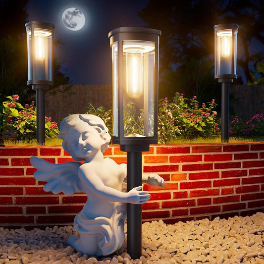 ALFIOT Solar Pathway Lights Outdoor Warm White 8-Pack Waterproof IP65, Auto On/Off Solar Powered Walkway Lighting for Driveway Yard Garden, Upgraded Landscape Lights Outside