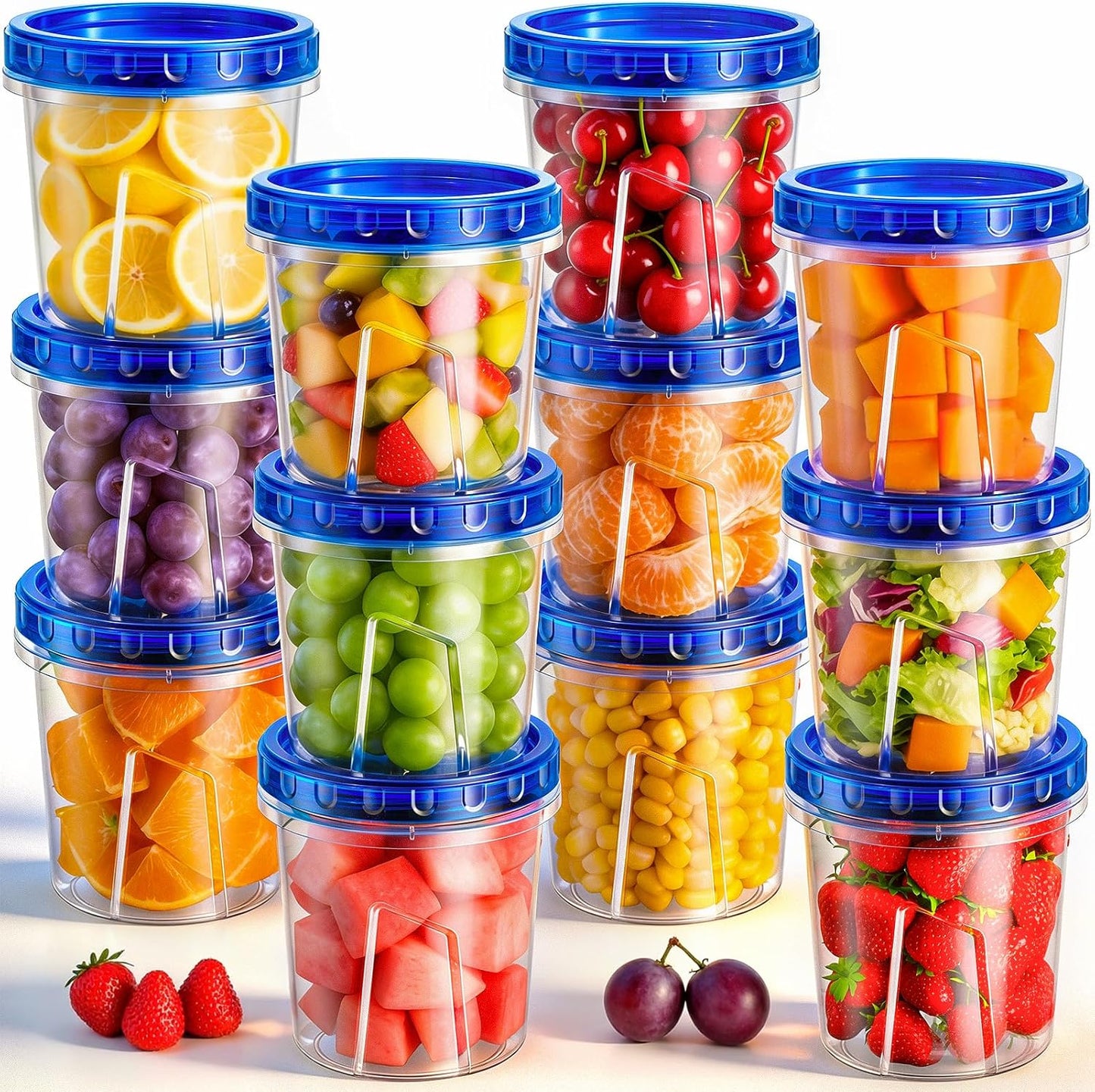 Freezer Storage Containers, [6 Pack-24 Oz] Airtight Plastic Food Storage Containers with Twist Top Lids, Soup, Meal Prep Containers | BPA Free | Stackable | Leakproof | Microwave/Dishwasher Safe