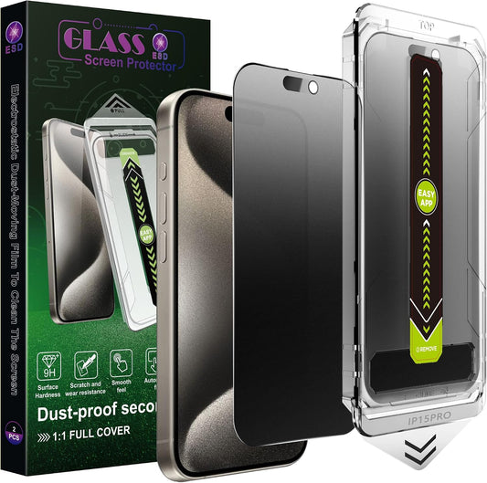 2 Pack Matte Privacy Anti-Spy Screen Protector for iPhone 16 Pro (6.3-Inch),9H Tempered Glass,Anti-Glare,Full Coverage,Anti-Fingerprint,Auto Dust Removal,Bubble-Free