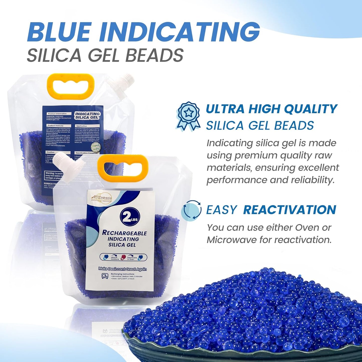 2 LBS Premium Blue to Pink 3mm Silica Beads, Reusable Desiccant Bulk for 3D Filament, Electronics, Cameras, Jewelry, and Safes (Blue to Pink, 2 LBS)