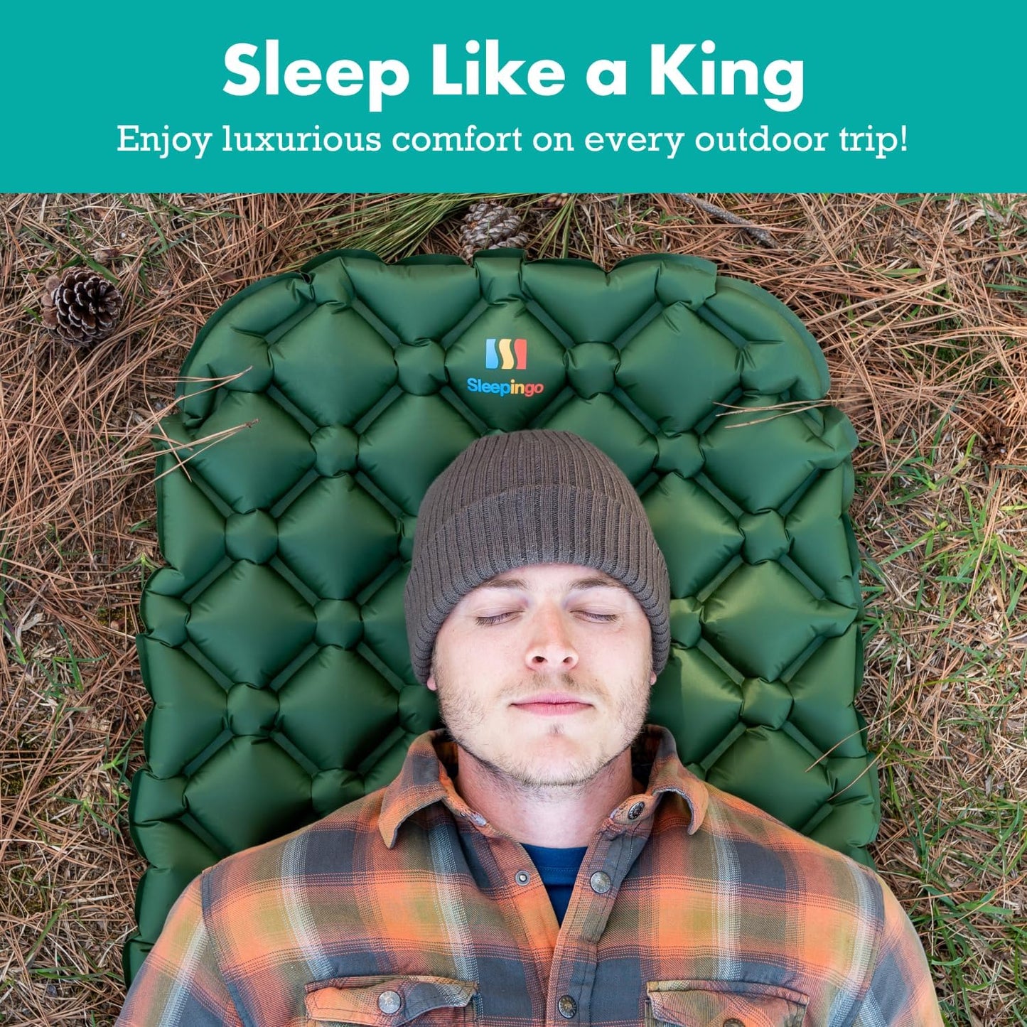 Sleepingo Ultralight Sleeping Mat - Inflatable & Compact Camping Air Mattress for Backpacking, Hiking- New