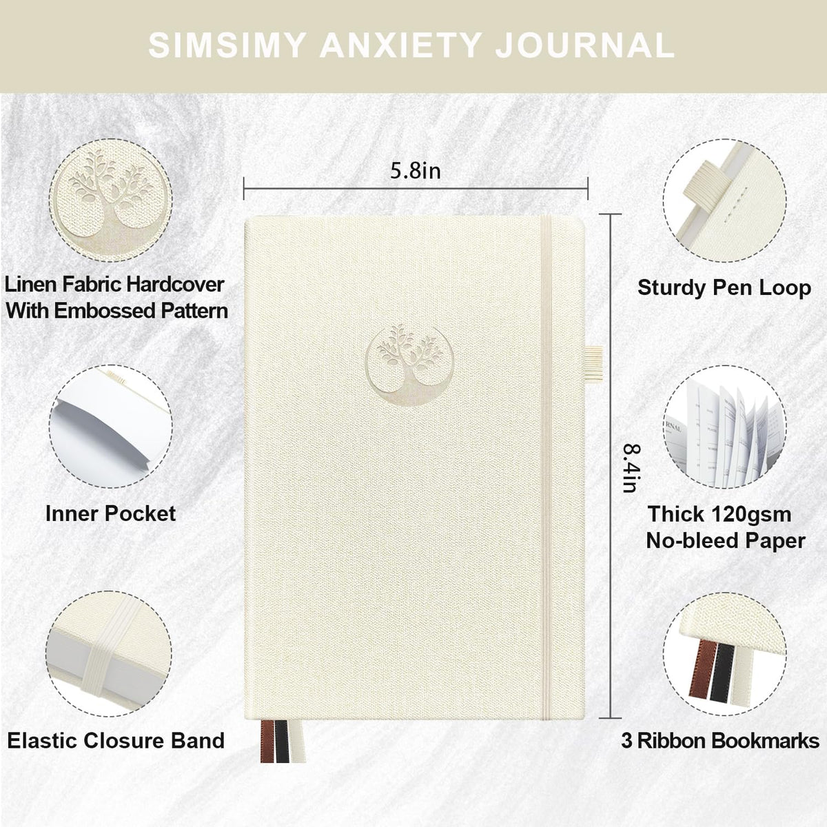 Mental Health & Anxiety Journal, 91 Days Mood Tracker Journal for Mindfulness, Self Care & Stress Relief, Guided CBT Journal with Mental Health Coloring Book Pages & Dream Diary to Record, Wellness Gifts for Women Men