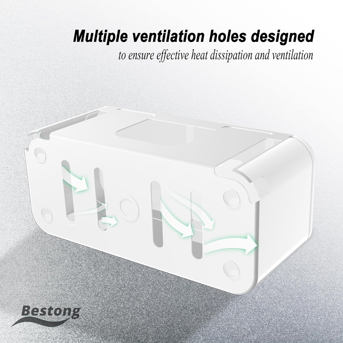 Power Strip Cover Box Cable Management Organizer 2 Pack White | Power strip cover box hides cords and surge protectors safely, keeping cables organized and protecting kids and pets