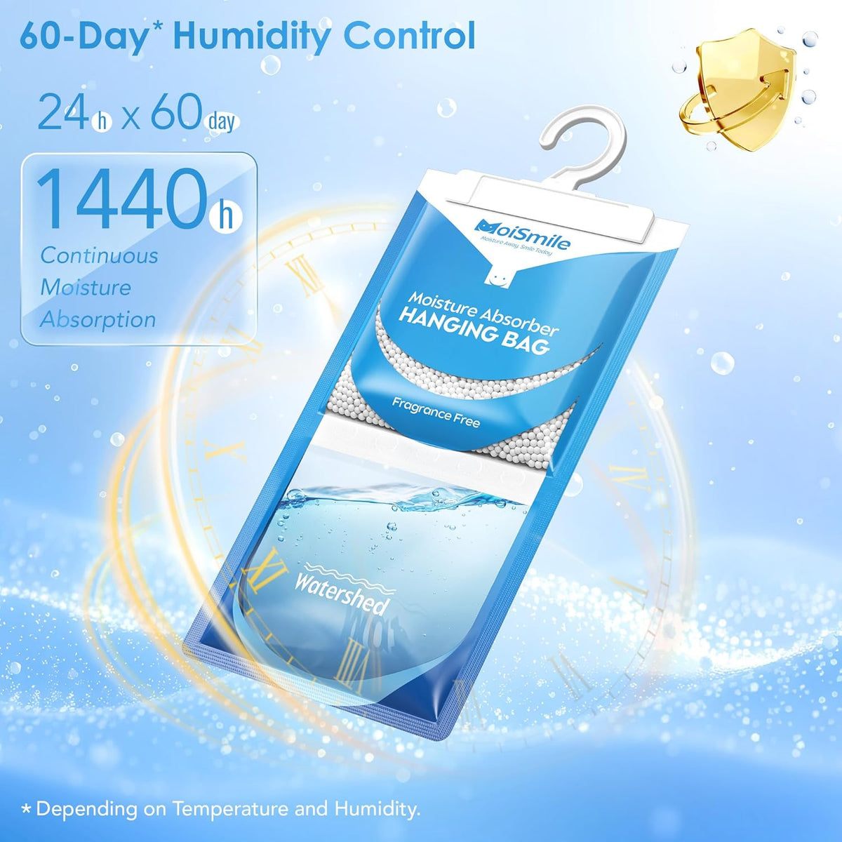 Moisture Absorbers 10 Pack, Fragrance Free Hanging Closet Dehumidifier Bags, Humidity Packs Odor Eliminator for Closet, Bathroom, Bedroom, Basement, Car, 9.8 OZ