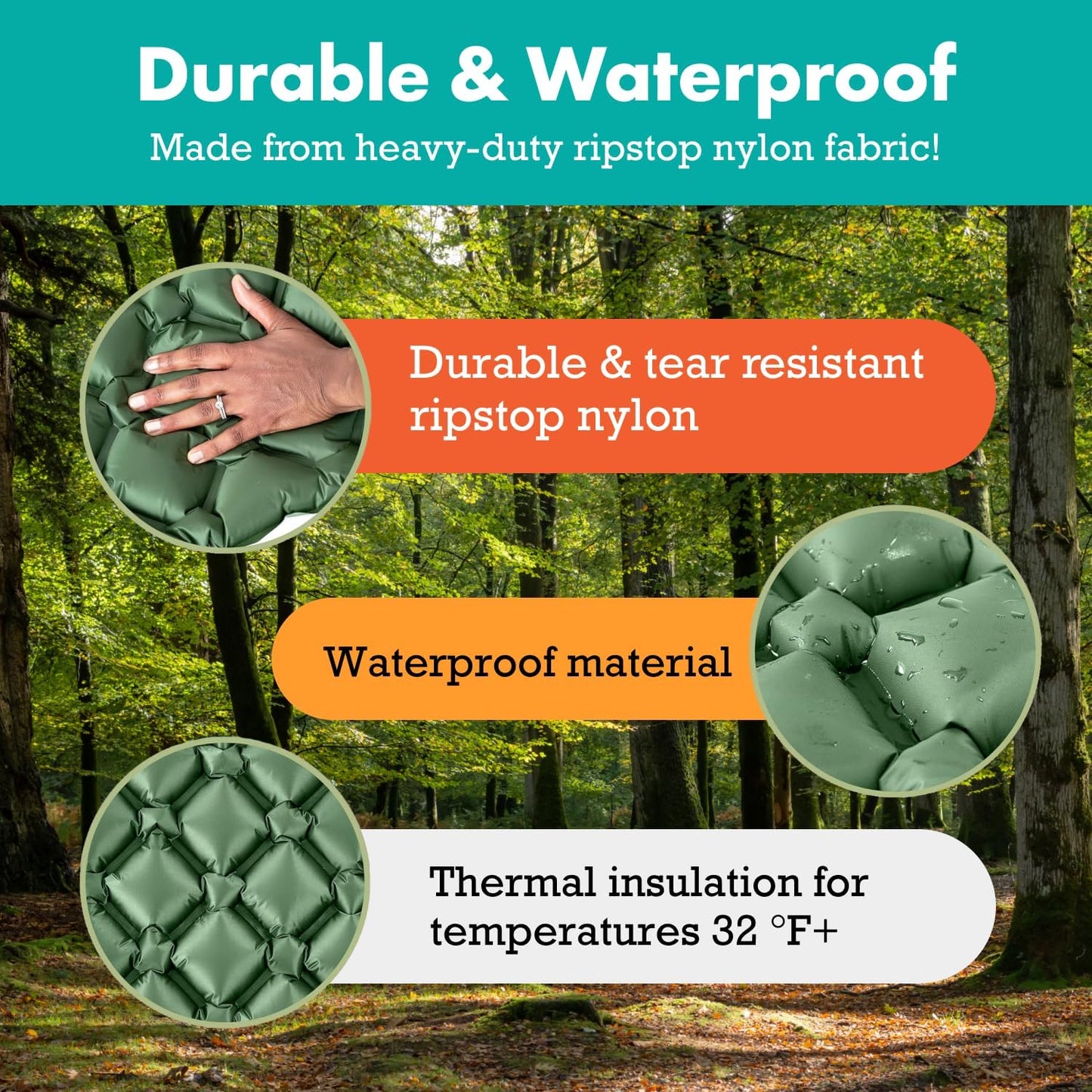 Sleepingo Ultralight Sleeping Mat - Inflatable & Compact Camping Air Mattress for Backpacking, Hiking- New
