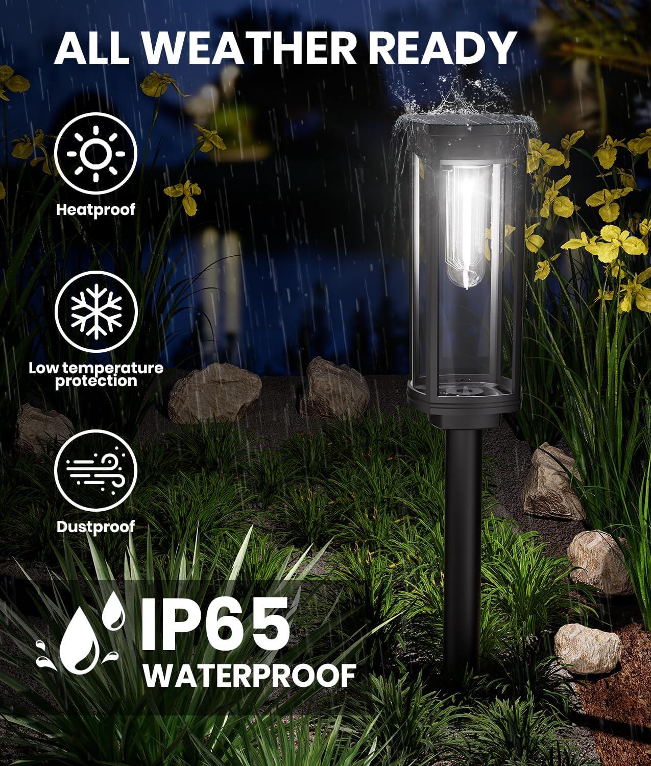 NEWMESSI 8 Pack Solar Pathway Lights Outdoor,Super Brightness IP65 Waterproof Auto On/Off Solar Path Lights, Garden Solar Powered Landscape Lighting for Outside Yard Garden Driveway Walkway Decor