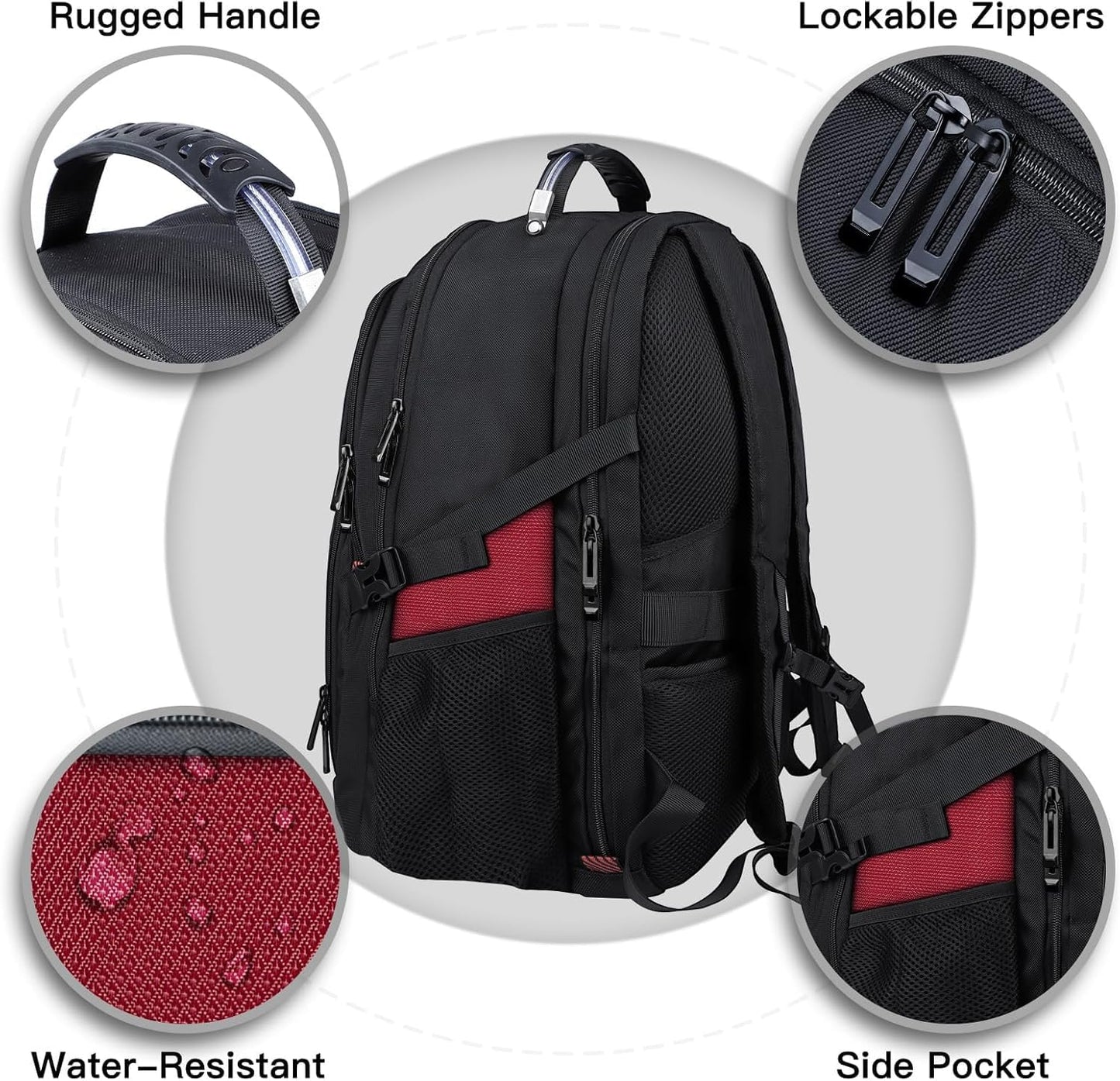 ANTERK Extra Large Backpack, Travel Laptop Backpack, Sturdy TSA Water Resistant 17.3 Inch Carry on Backpacks, Anti Theft Business Computer Backpacks Gifts for Men Women, Red