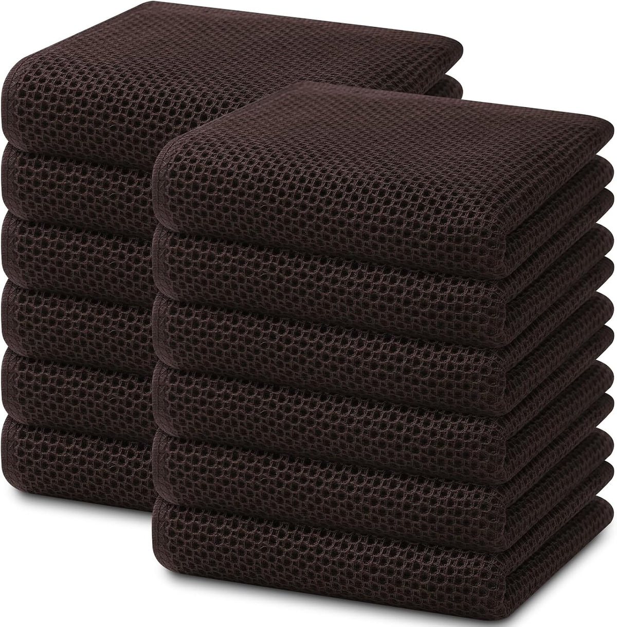 Homaxy 100% Cotton Waffle Weave Kitchen Dish Towels 12-Pack, Dark Brown