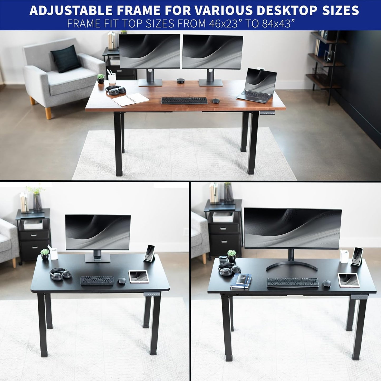 VIVO Electric 4-Leg Dual Motor Standing Desk Frame for Table Tops up to 84 x 43 inches and 220 lbs, Memory Controller Height Adjustment, Frame Only, Black, DESK-E4B