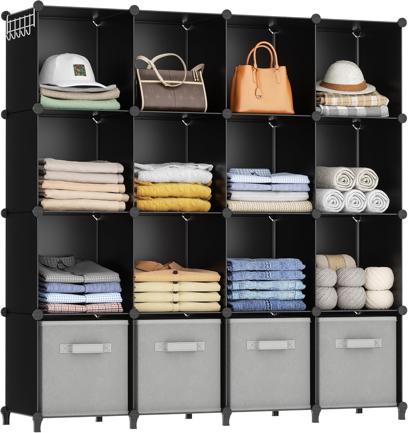 HOMIDEC Closet Organizers and Storage, 9 Cube Storage Organizer, Portable Closet Organizer Storage Cubes Shelves for Clothes, Bedroom, Wardrobe, Kids Room, Bathroom, Transparent