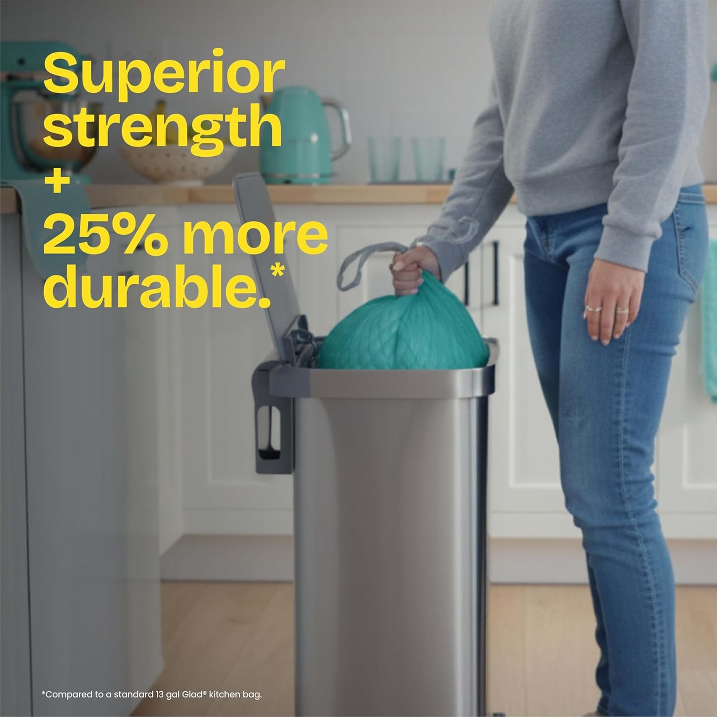 Glad ForceFlex MaxStrength Kitchen Trash Bags, 13 Gal, Bahama Bliss Febreze, 90 Ct (Pack May Vary)