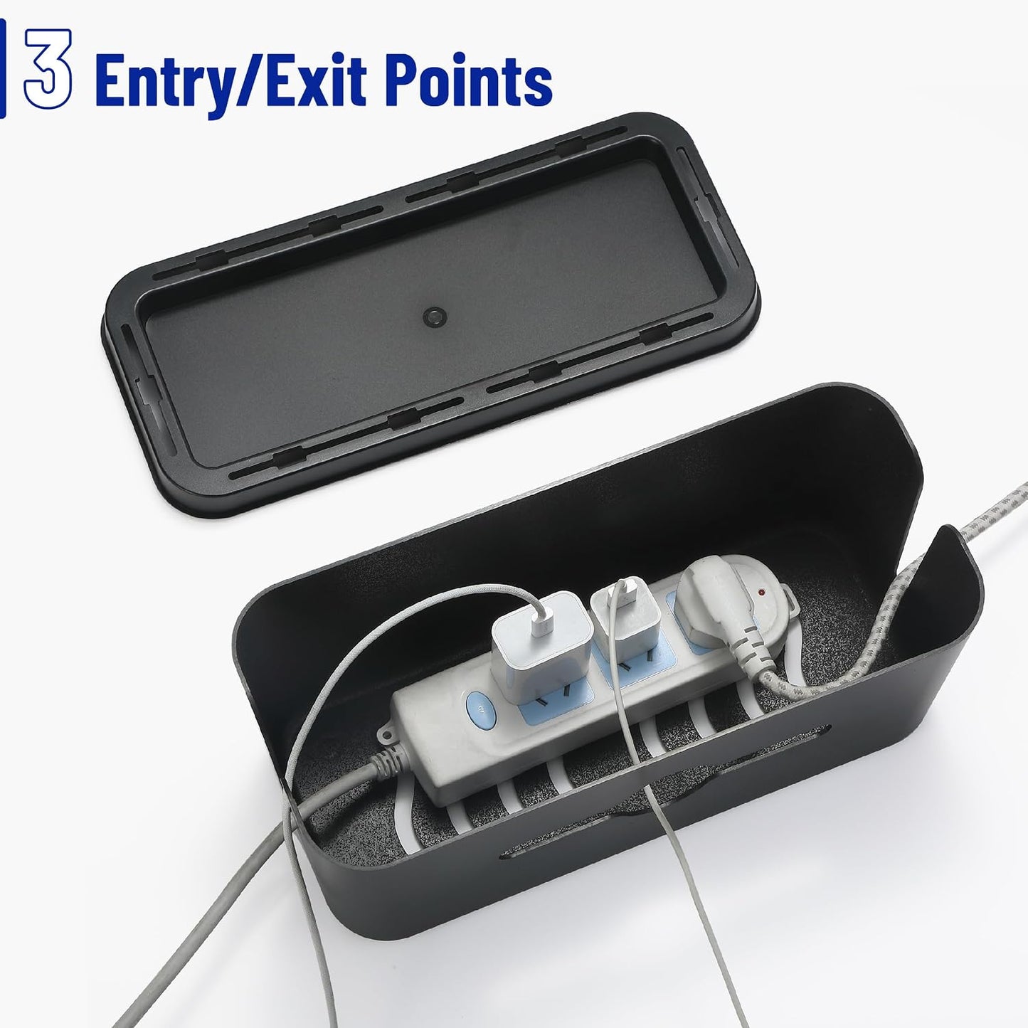 Bates- Cable Management Box, Medium, Cable Organizer Box, Cord Organizer Box, Cable Box Organizer, Cord Management Box, Cord Hider Box, Cord Box for Wires on Floor, Power Strip Cover Box Baby Proof
