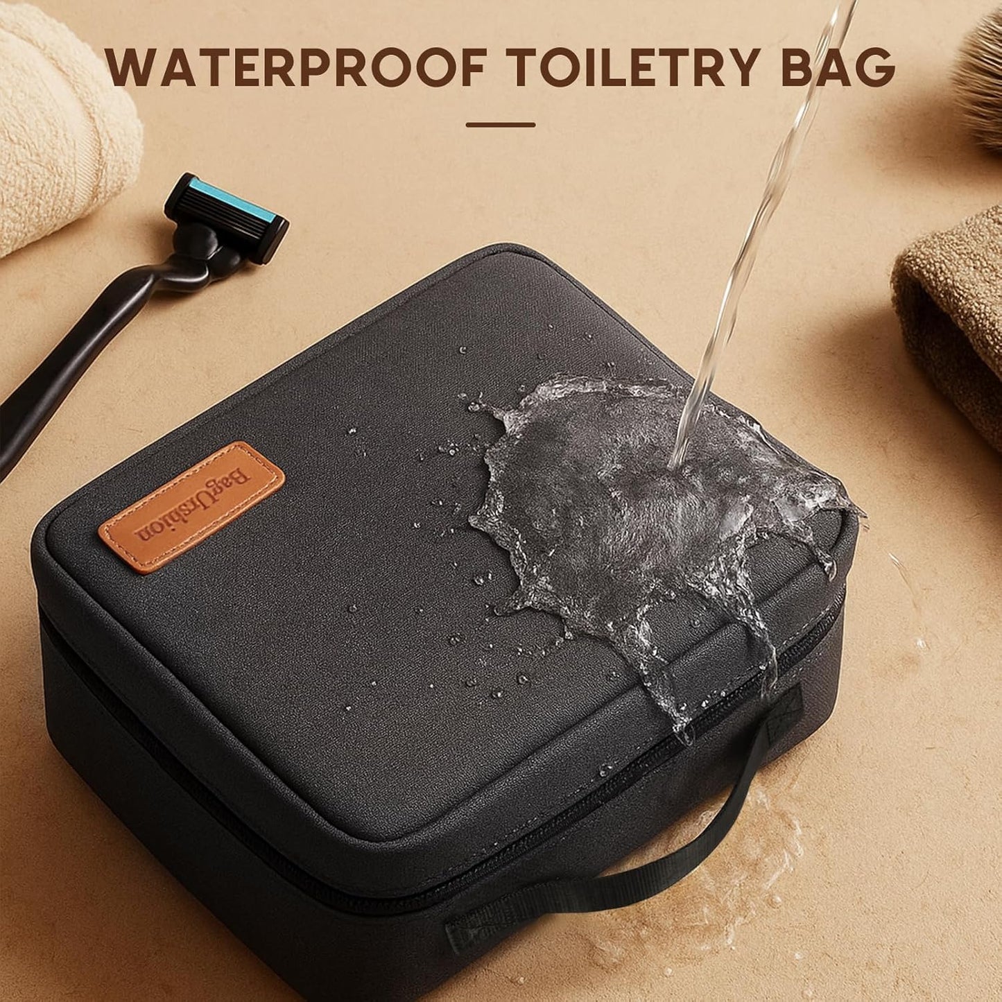 Toiletry Bag for Men,Mens Travel Toiletry Organizer,Men's Travel Essentials,Water Resistant Shaving Bag for Toiletries Accessories -Black