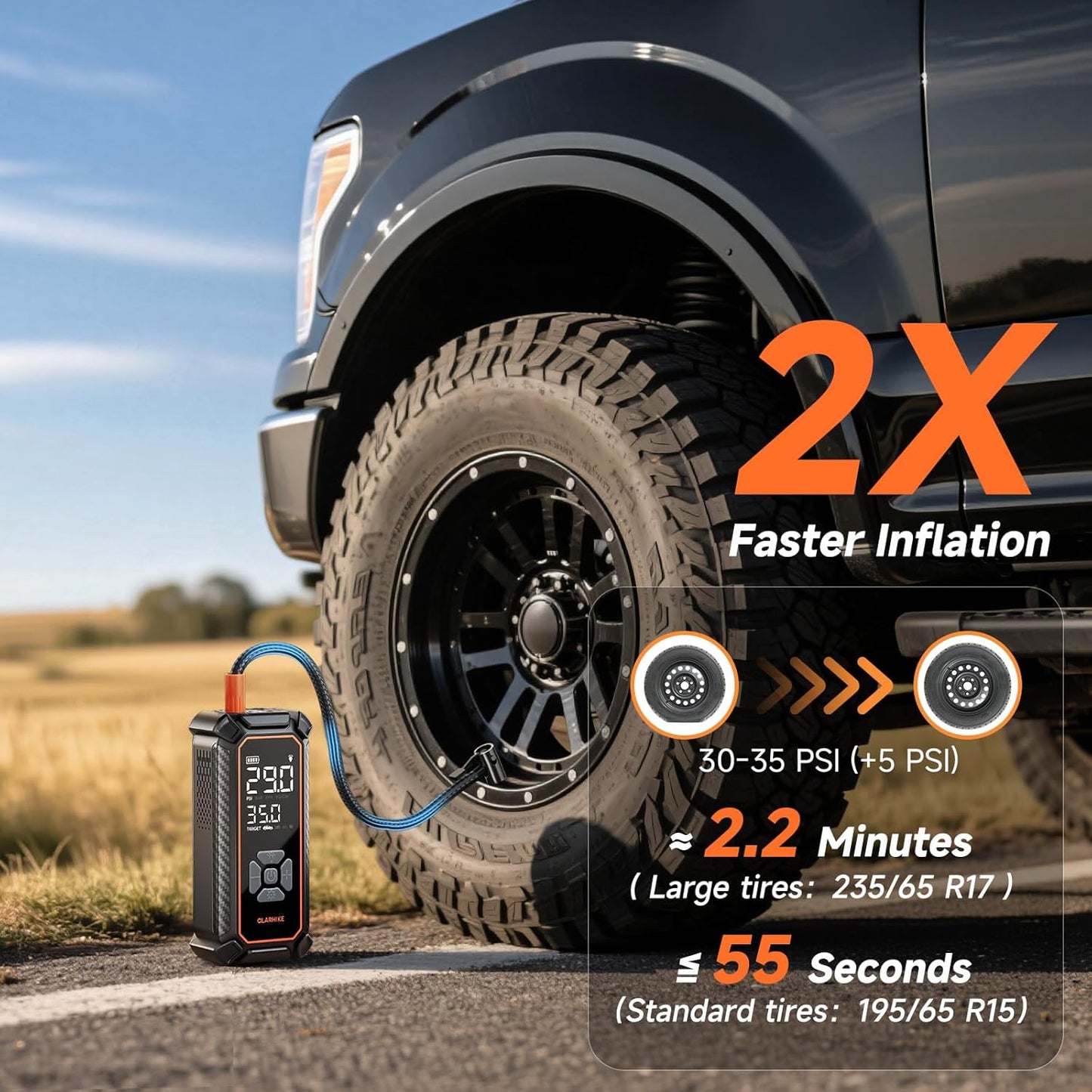 OlarHike Cordless Tire Inflator Portable Air Compressor, Dual Power - 6000mAh & 12V DC, Air Pump for Car Tires, Bike, Motorcycle, with Luxurious Storage Case, Car Gifts