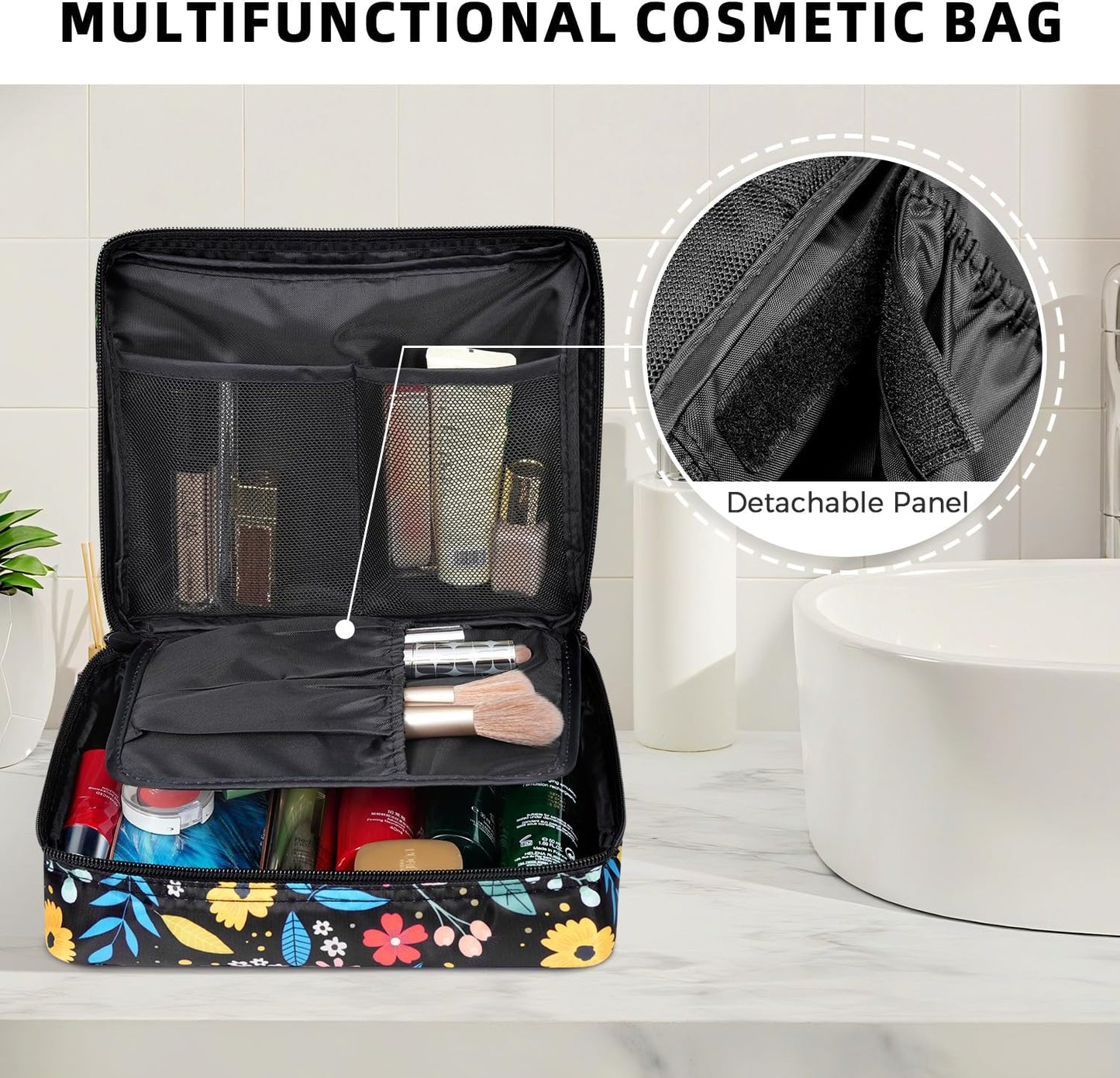 BAGAIL 8 Set Packing Cubes Luggage Packing Organizers for Travel Accessories-Black Floral